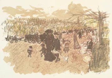 Avenue du Bois, lithografie uit de serie Enkele aspecten van het leven in Parijs